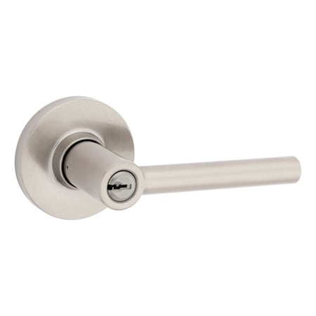 Safelock Reminy Lever Round Rose Push Button Entry Lock with RCAL Latch and RCS Strike Satin Nickel Finish SL6000RELRDT-15