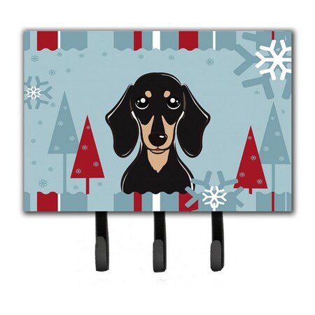 Carolines Treasures Winter Holiday Smooth Black And Tan Dachshund Leash and Key Holder BB1711TH68