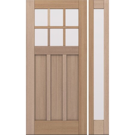Doornmore CRF-P3G6, 51.5" x 82" ( 36" Door + 12" Side) Right Hand, Mahogany SDL 6 Lite Exterior Door CRF-P3G6-SW-3680-G101-SL_1-1_RI