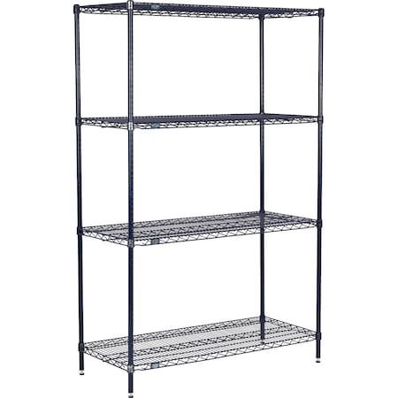 Nexel 4 Shelf, Nexelon Blue Wire Shelving Unit, Starter, 60"W x 21"D x 54"H