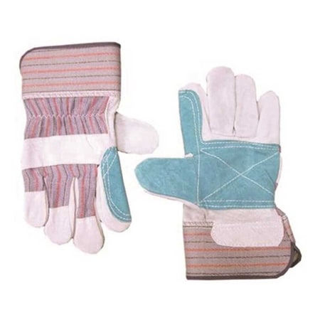 Custom Leathercraft Double Leather Palm Large Safety Cuff Work Gloves Gray, 12PK 2049B