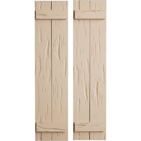 Ekena Millwork Rustic Two Board Joined Board-n-Batten Pecky Cypress Faux Wood Shutters, 11"W x 54"H SHUBJS11X54PCPR