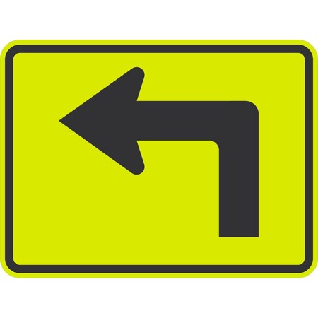 Lyle Left Directional Arrow (with Sharp Turn Symbol), 24x18, Diamond Grade, Yellow Green G-11872-DG_24x18