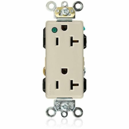 Leviton Hospital Grade Decora Receptacle, 20 Amp, 125 Volt 16362-PLI