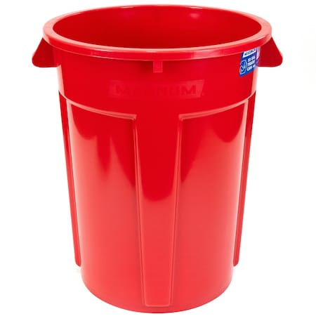 Magnum Tool 55 Gallon Trash Can, High-Vis Red, Construction Grade, Heavy Duty Plastic, (1 Pack) CMTC-C000-55R01