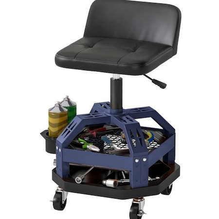 Wrightmaster 36.4 in. Adjustable Shop Stool with 2-Tier Storage Rack, 360 Deg Full Rotation, Two Casters w/Brake ZOR-P412551