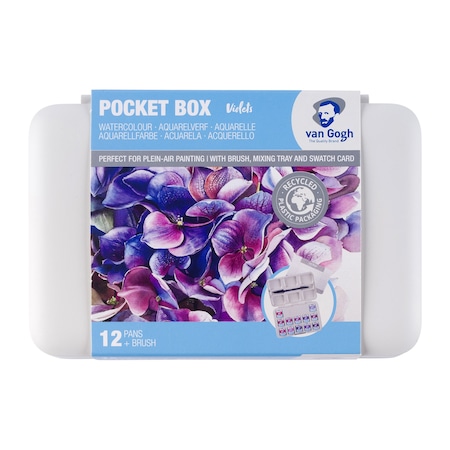 Van Gogh Watercolor Plastic Pocket Box, 12 Pan Pinks & Violets Selection 20808642