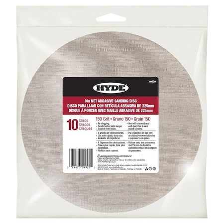 Hyde 9in 09920 Net Abrasive Radial Sander Disc, 150 Grit, 10-Pack 09919