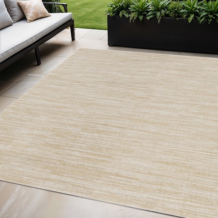 Homeroots 5' X 7' Ivory And Gold Abstract Indoor Outdoor Area Rug 572639