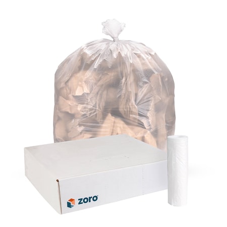Zoro Trash Bags 60 gal, 38"x60", Clear, PK200 1GG519