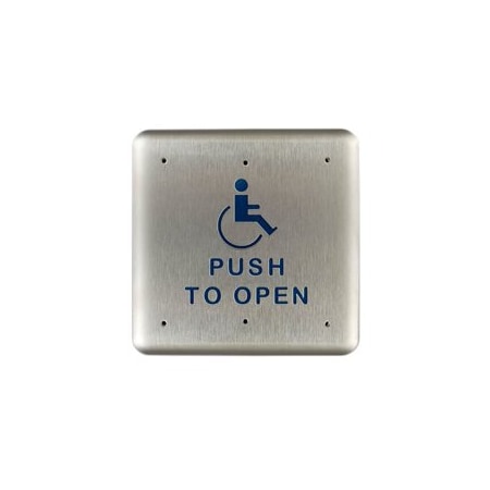 Dormakaba Usa Push Plate Actuator, 6in Square Plate with Handicap Logo and Push to Open Text 946HP6-MO 32D