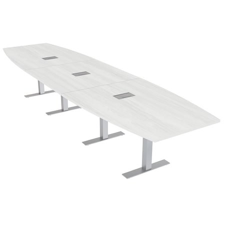 Skutchi Designs 16 Person Conference Table With Power Unit | 16' Boat Table | Harmony Series HAR-BOT-48X192-T-WA7976-ESIL