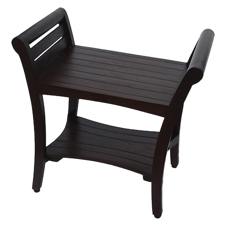 Homeroots Contemporary Teak Shower Bench With Handles In Dark Brown 376671