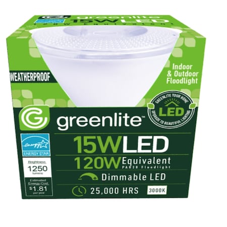 Greenlite Greenlite PAR38 E26 (Medium) LED Floodlight Bulb Bright White 120 Watt Equivalence 1 pk 15W/PAR38D/FL