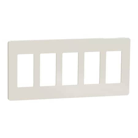 Square D Cover Frame, X Series, 5 Gangs, Screwles, Number of Gangs: 5 Plastic, Matte Finish, Light Almond SQWP141005LA