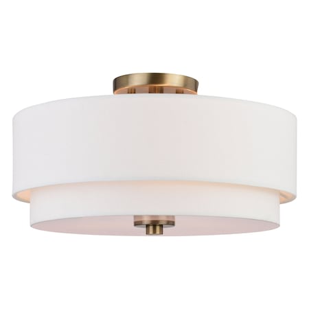 Vaxcel Burnaby 16-in W Matte Brass Mid-Century Modern Semi Flush Mount Ceiling Light C0280
