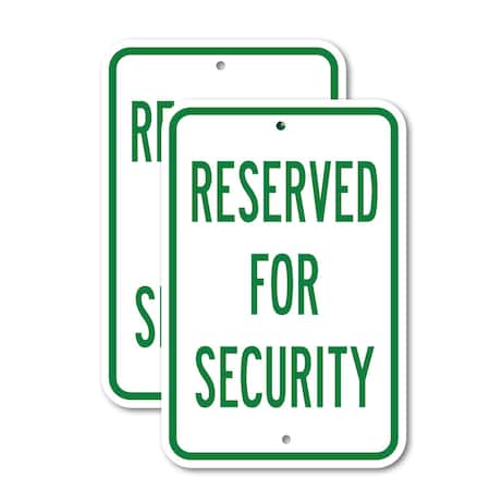 Signmission Reserved For Security, 12'' X 18'' 2 Signs, Heavy Gauge Aluminum, 2PK A-1218-2PACK-2919