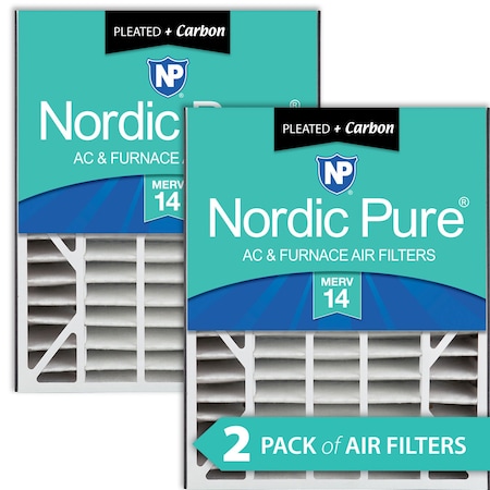Nordic Pure 20x25x5 Plus Carbon Pleated Air Filter, High Capacity, MERV 14, 2 PK 20x25x5ABM14+C-2
