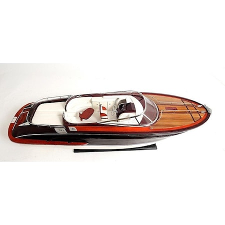 Homeroots 11" Black and White Solid Wood Hand Painted Riva Rivarama Luxury Yacht Exclusive Edition Model Boat 401948