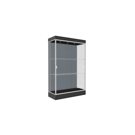 Ghent Lighted Floor Display Case 48x76x20, 6" Base, Satin 92LFBS-SN-BLK