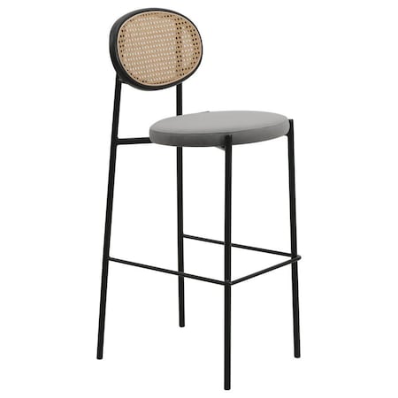 Leisuremod Euston Wicker Bar Stool with Black Steel Frame, Grey EC29GR