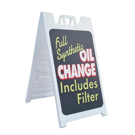Signmission Oil Change, A-Frame & 2 Sign Inserts, Heavy-Duty Plastic Frame SBHD-C-2436-30406