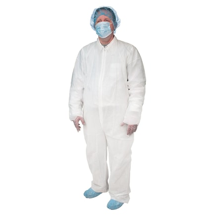 Dynarex Disposable Coveralls, Universal Size, White, 25PK 2149