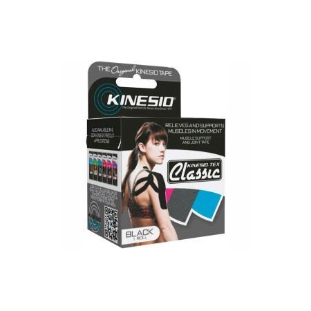 Fabrication Enterprises Kinesio Tex Classic Kinesiology Tape, 2" x 4.4 yds, Black, 6 Rolls 24-4893-6