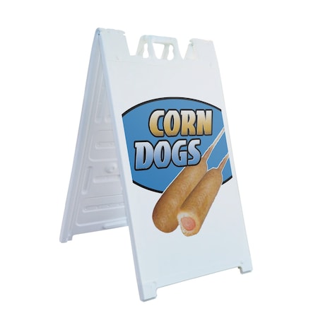 Signmission Corn Dogs, A-Frame & 2 Decals Installed, Heavy-Duty Plastic Frame SBHD-D-2436-Corn Dogs