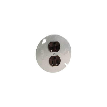 Pass & Seymour Brown Receptacle on 4-In. Round Plate, 15A, 125-Volt 4048CC4