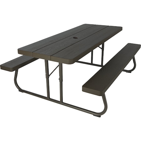 Lifetime 6 ' Brown Folding Picnic Table with Benches 60110