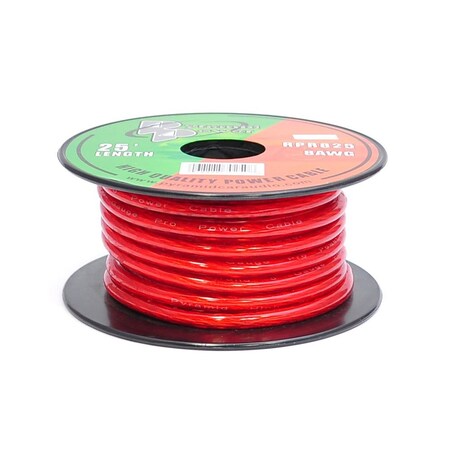 Pyramid Pyle - 8 GA 25 Red Car Audio Translucent Power Wire 8 Gauge 25 ' RPR825