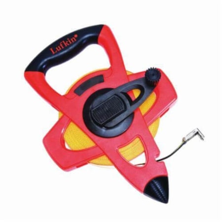 Crescent Lufkin Tape Measure, 100 ft L x 1/2 in W Blade, Fiberglass Blade, 1/10ths, 1/100ths Graduation FE100D