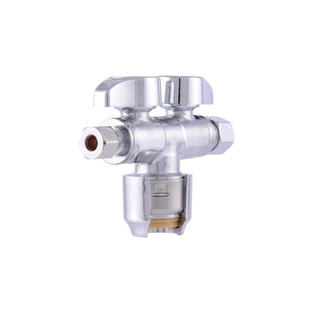 Sharkbite Dual Shut-Off Valve 1/2in Compression T X 3/8in S Compression Brass URDS123814
