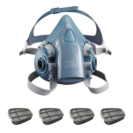 3M Half Mask Respirator Kit: 4 Cartridges Included, 7500 Series, Organic Vapor (OV), Bayonet, Size L 3PB41-6AM37