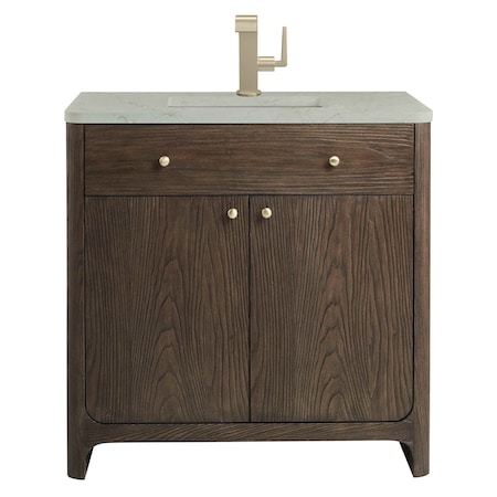 James Martin Vanities Gracyn 36 in. Single Vanity, Sable, w/ 3 CM Victorian Silver Quartz Top D125-V36-SBL-3VSL