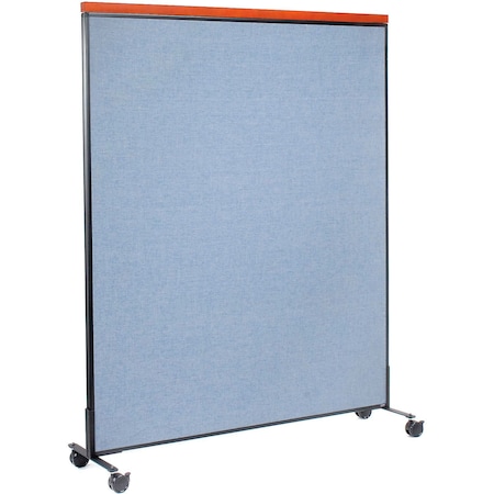 Global Industrial Interion Mobile Deluxe Office Partition Panel, 60-1/4"W x 76-1/2"H, Blue 694975MBL