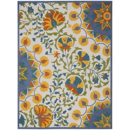 Homeroots 12' X 15' Yellow Red Orange Blue And Green Floral Indoor Outdoor Area Rug 555933