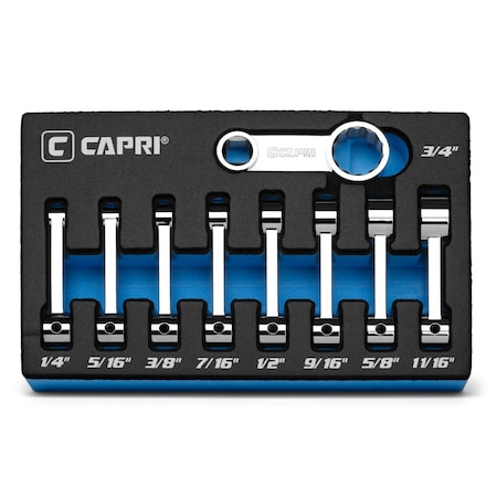 Capri Tools 3/8 in. Drive Torque Adapter Set, 12-Point Box End, 1/4 to 3/4 in., SAE, 9-Piece with Mechanic's Tray CP31510-9ST