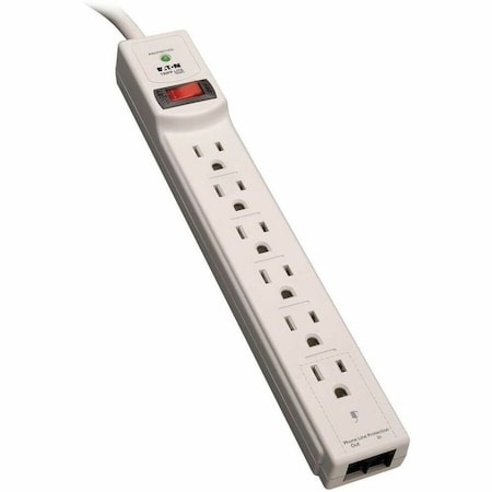 Tripp Lite SURGE PROTECTOR POWER STRIP 6 OUTLET RJ11 8FEET CORD 990 JOULES TLP608TEL