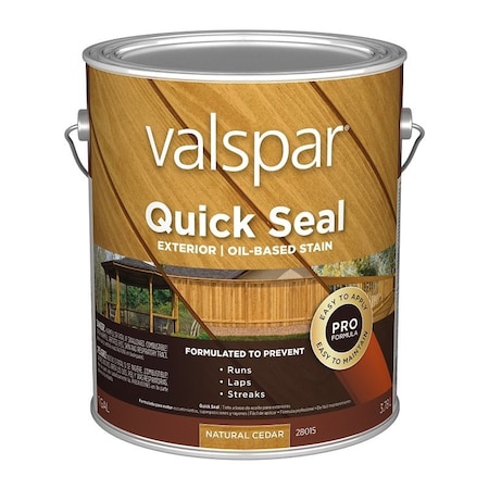 Valspar Quick Seal Exterior Stain, Semi-Transparent, Natural Cedar, Liquid, 1 gal VL1028015-16