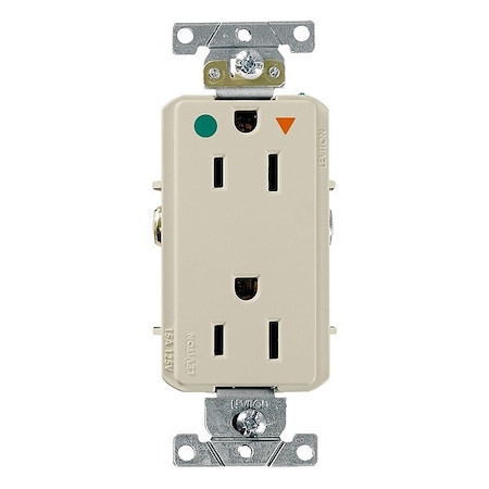 Leviton DPl HG/IG Rec 15A 125V Self-Gr Ivr D8200-IGI