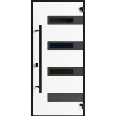 Vdomdoors Front Exterior Prehung Steel Door Ronex0131 Grey Entry Metal Modern Painted W36xH80 Left hand RONEX0131EXD-GRE-W36 x H80-LH-I