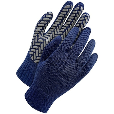 Bdg Cold Weather Gloves, Merino Wool Knit, PVC Grip Palm, Blue, L, 1 PR, Vendor Pack 80-9-2015-L-K