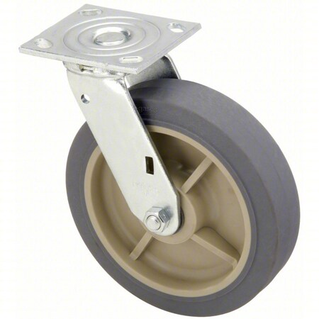Zoro Select Plate Caster, 600 lb. Ld Rating, Gy Wheel P21S-PRP080R-14-DL