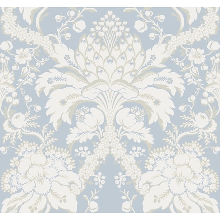 York Wallcoverings French Artichoke Dam Blue Wallpaper DM4955
