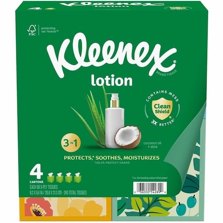Kleenex Soothing Lotion 3 Ply Facial Tissues, 60 Sheets, 8 PK 54289