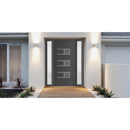 Vdomdoors Front Exterior Prehung Metal-Plastic Door, Manux 8933 Antracite Grey, 2 Side Sidelite Transoms, Off MANUX8933EXD-ANT-W12+36+12xH80-LH