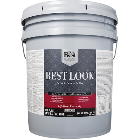 Do It Best 100% Acrylic Latex Premium Paint & Primer In One Flat Exterior House Paint Bright Wht 5 Gal. HW35W0950-20