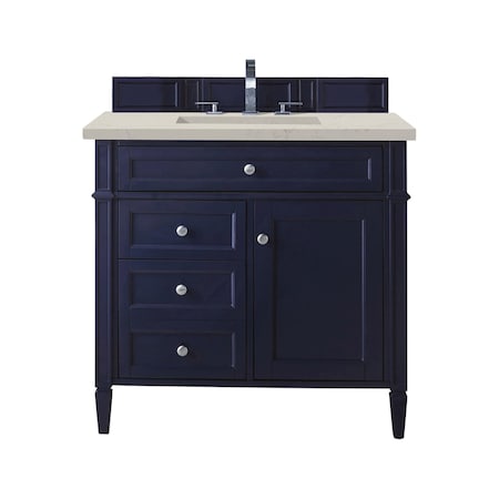 James Martin Vanities Brittany 36" Single Vanity, Victory Blue, w/ 3 CM Siberian Silestone Top 650-V36-VBL-3SFR